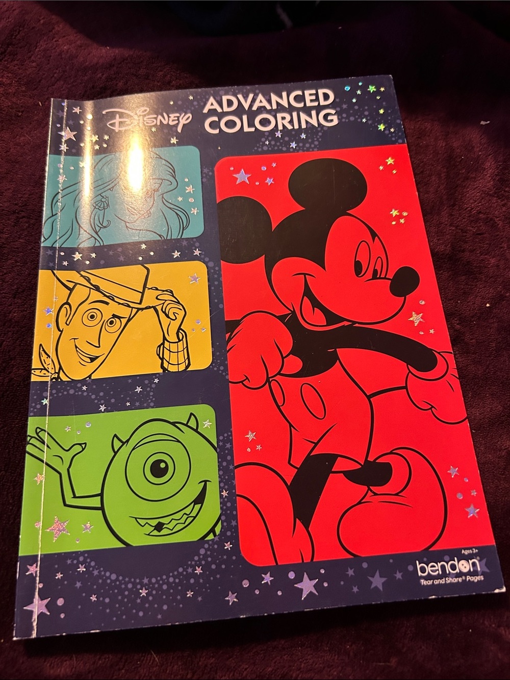 Disney Advanced Coloring Book - Red, Black, Teal, Yellow, Green Panels